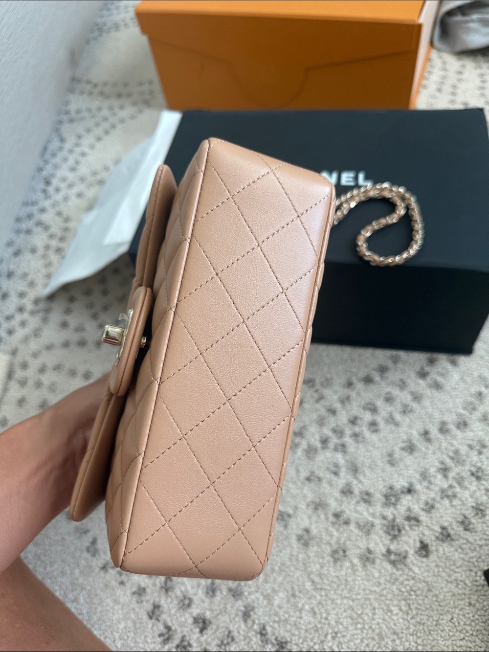 Chanel Mini Rectangle Top Handle in dark beige. - Picture 3 of 10